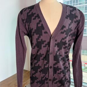 Scotch & Soda Purple Houndstooth Cardigan Sweater